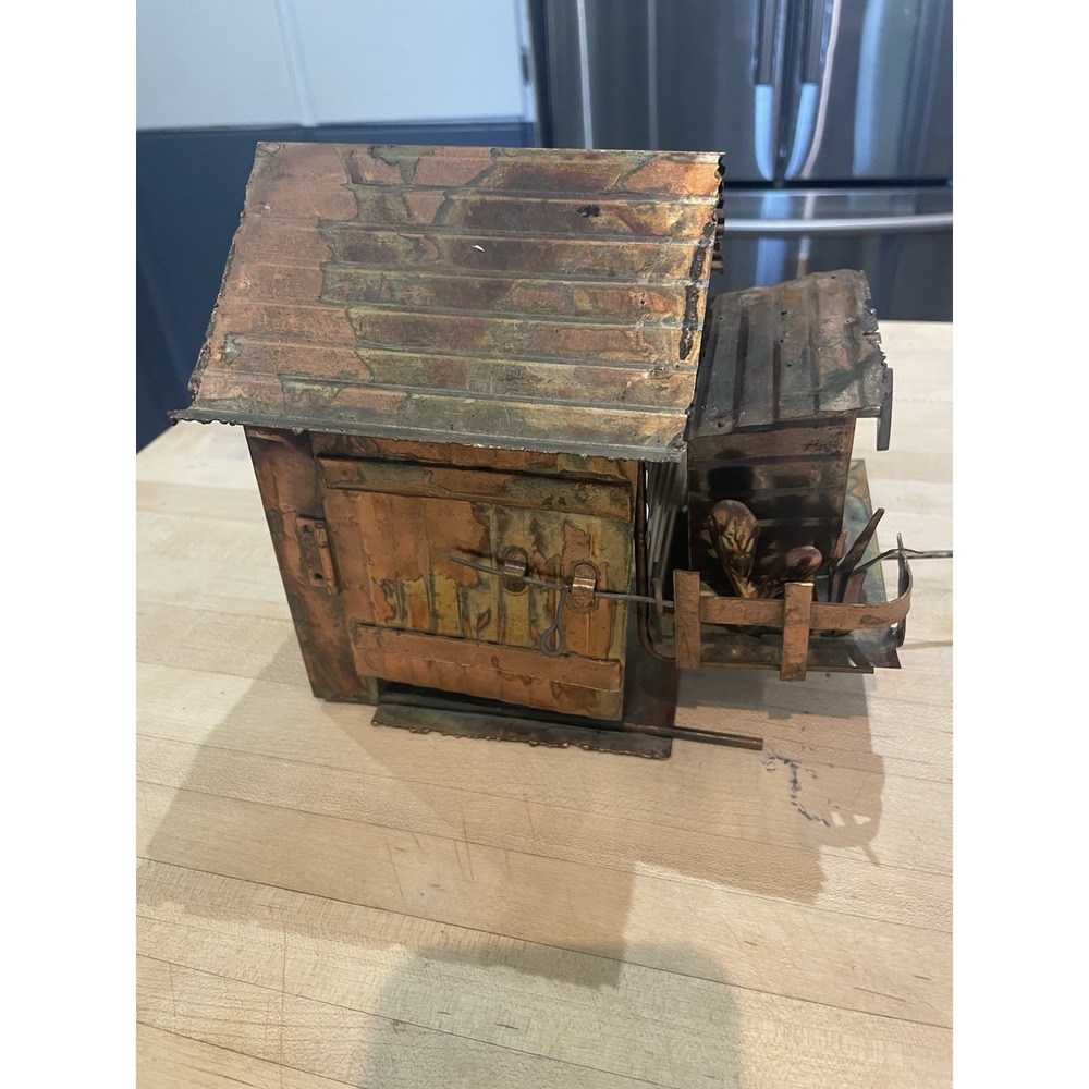 Copper Tin Garage Music Box On The Road Again Music Plays- As Is Model T Missing